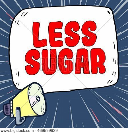 Writing Displaying Text Less Sugar. Business Idea Lower Volume Of Sweetness In Any Food Or Drink Tha