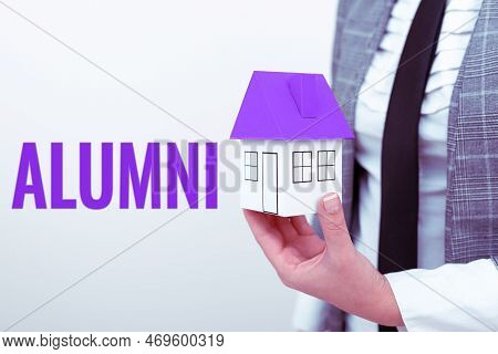 Conceptual Caption Alumni. Internet Concept Former Pupil Or Student Especially Male One Of Particula