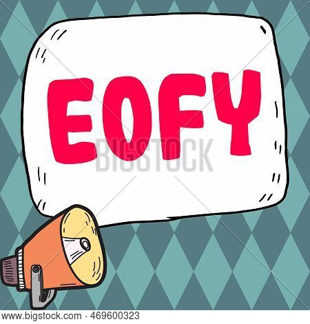 Text Showing Inspiration Eofy. Conceptual Photo A Mega Sale Held On An End Of A Financial Year