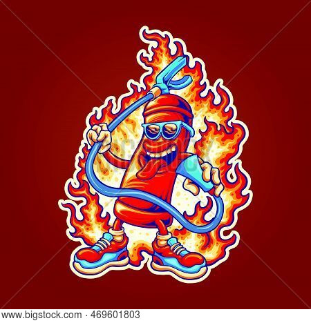 Funky Fireplug Hydrant With Sunglasses Illustration Vector Illustrations For Your Work Logo, Merchan