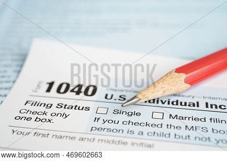 Tax Form 1040 U.s. Individual Income Tax Return, Business Finance Concept.