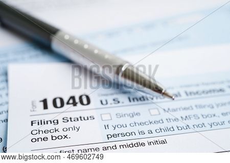 Tax Form 1040 U.s. Individual Income Tax Return, Business Finance Concept.