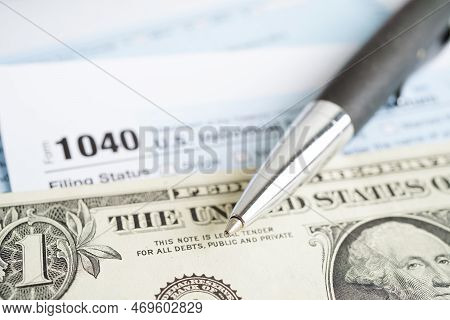 Tax Form 1040 U.s. Individual Income Tax Return, Business Finance Concept.