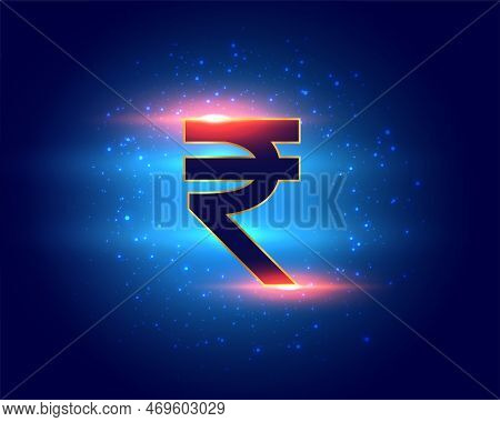Digital Money Indian Rupee Symbol Background With Shiny Particles Vector