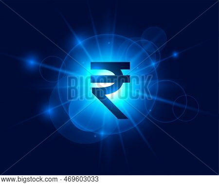 Indian Rupee Digital Currency Background Light Effect Vector