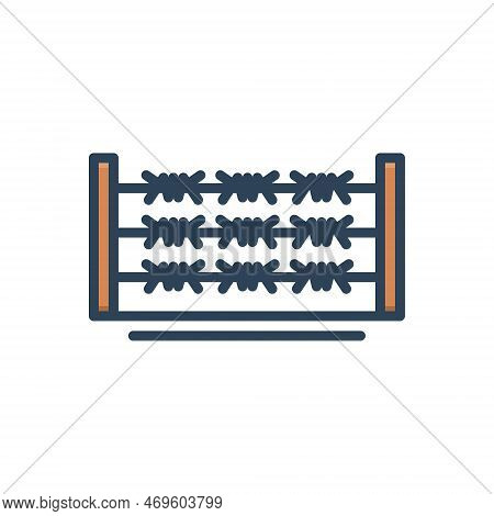 Color Illustration Icon For Loc Border Country Crossing Divide Protection Safe Barbed Metal Security