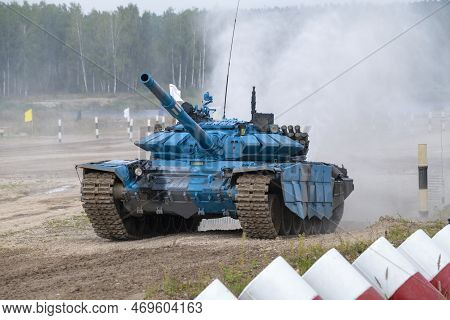 Alabino, Russia - August 19, 2022: Tank T-72b3 Of The Team Of The Republic Of Abkhazia On The Tank O