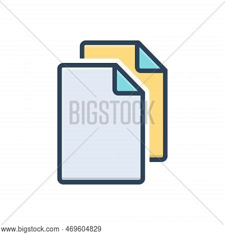 Color Illustration Icon For Plain Blank Simple Paper Empty Folder Rough-sheetp Stationary Pages File