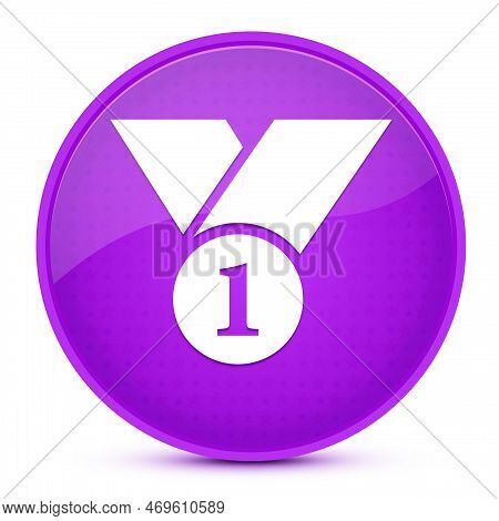 Number 1 Aesthetic Glossy Purple Round Button Abstract Illustration