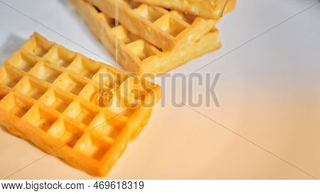 Golden Brown Croffle.fresh Croffle On White Background.croissant Waffle.close Up
