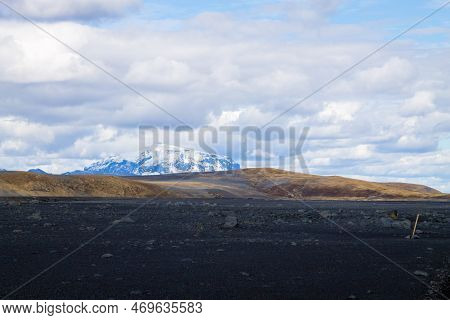 Dirt Road Along Central Highlands Of Iceland. Iceland Landscape. Route F907
