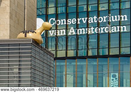 Amsterdam, The Netherlands - August 24, 2013: Entrance To The Conservatorium Van Amsterdam, A Dutch 