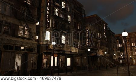 3d-illustration Of A History Streer Of The Roaring Twenties 1920