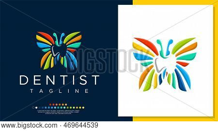 Butterfly Dental Logo Design Template. Aesthetic Dental Logo Template.