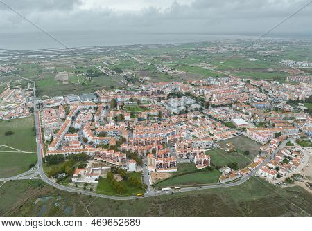 Montijo Cityscape In Portugal. Drone Point Of View