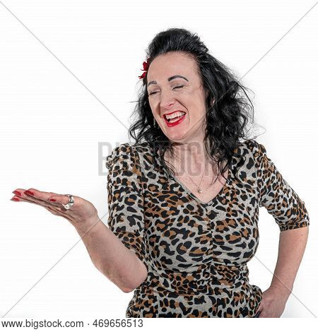 Portrait Of A Middle Aged Woman In Leopard Dress
