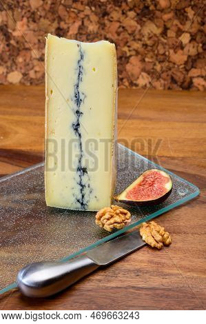 French Semi-soft Cow Milk Cheese Morbier From Franche-comte Region With Thin Black Layer And Strong
