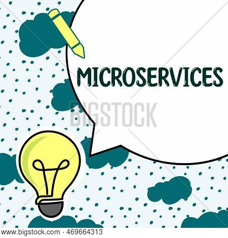 Handwriting Text Microservices. Word Written On Software Development Technique Building Single Funct