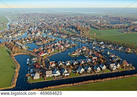 Aerial From The Little Village Koudum In Friesland The Netherlands