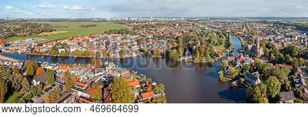 Aerial Panorama From The Traditional City Oudekerk Aan De Amstel In The Netherlands