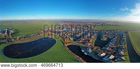 Aerial From The Village Koudum In Friesland In The Netherlands