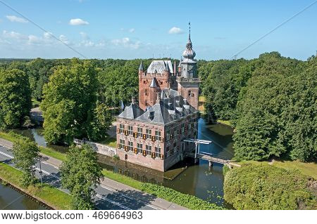Aerial From Castle Nijenrode At The River Vecht In The Netherlands