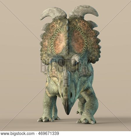 3d-illustration Of An Isolated Extincted Dinosaur Albertaceratops