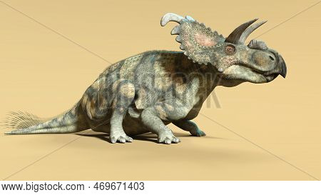 3d-illustration Of An Isolated Extincted Dinosaur Albertaceratops