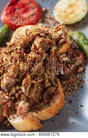 Traditional Turkish Food Kokorec. Izmir Kokorec. High Quality Photo
