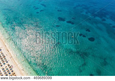 Part Of 7 Km Long Beach In Village Borsh, Albania In Summer 2022