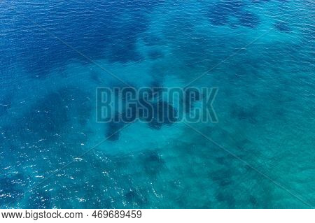 Shallow Water And Reef By 7 Km Long Beach In Village Borsh, Albania In Summer 2022