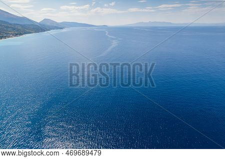 Part Of 7 Km Long Beach In Village Borsh, Albania In Summer 2022