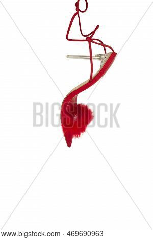 Sexy, Red Strappy High Heel Shoes With Box On A White Background