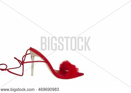 Sexy, Red Strappy High Heel Shoes With Box On A White Background