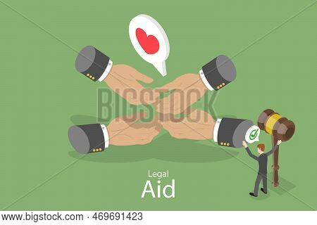 3d Isometric Flat Vector Conceptual Illustration Of Legal Aid, Assistance And Consulting