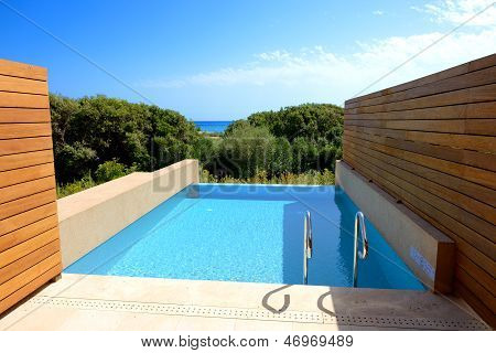 Swimming Pool af luksus havudsigt Villa, Peloponnes, Grækenland