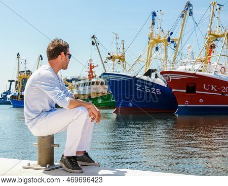 Urk Flevoland Netherlands May 2017 Fishing Harbor Of Urk Holland With Fishing Boats Fishing Village 
