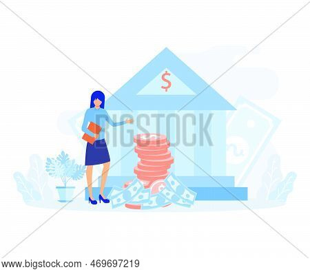 Public Finance Illustration. Characters Integrating With Government Institutions. Central Bank, Fede