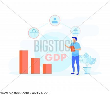 Public Finance Illustration. Characters Integrating With Government Institutions. Central Bank, Fede