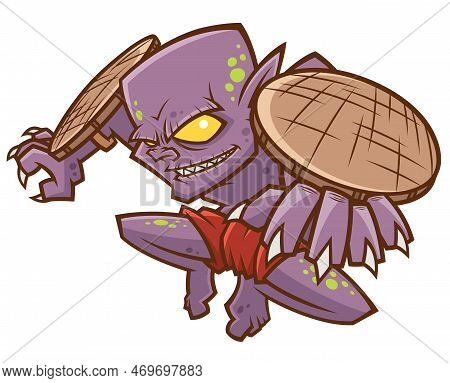 Vector Illustration Of Cartoon Monster, Thai Ghost, Krahang