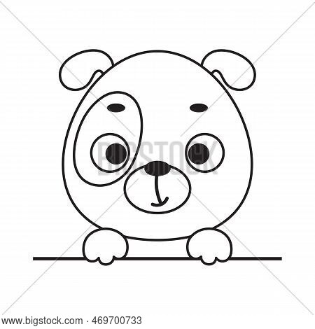 Coloring Page Cute Little Dog Head. Coloring Book For Kids. Edudogional Activity For Preschool Years