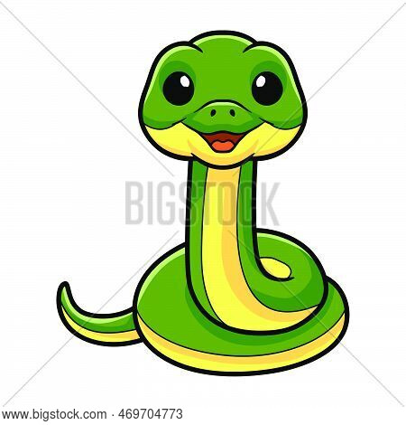 Vector Illustration Of Cute Easten Racer Snake Cartoon