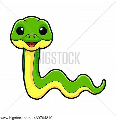 Vector Illustration Of Cute Easten Racer Snake Cartoon