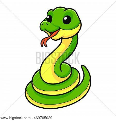 Vector Illustration Of Cute Easten Racer Snake Cartoon
