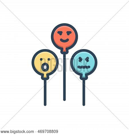 Color Illustration Icon For Feelings Balloons Emoji Emotion Smile Happy Unhappy Charecter Sadness Ex
