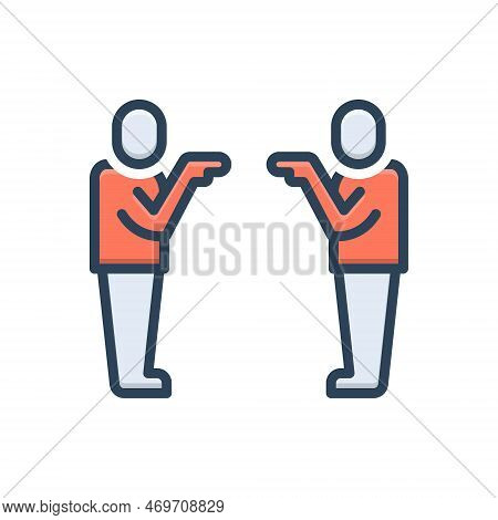 Color Illustration Icon For Against Opposed Objection Fight Abuse Conflict People Antagonistic Adver