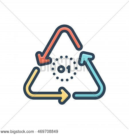 Color Illustration Icon For Pete Pap Pp Recycle Hdpe Ldpe Arrow Curve Points
