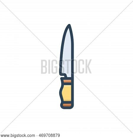 Color Illustration Icon For Knife Cutting-tool Cutter Lancet Lanceolate Blade Utensil