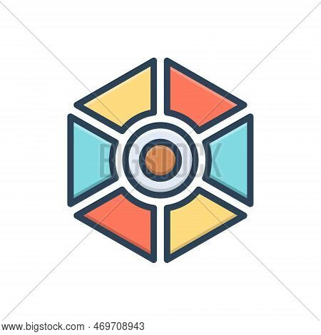 Color Illustration Icon For Segments Part Portion Slice Section Division Branch Phase Many-parts Cir