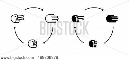 Rock, Scissors, Paper Hand Vector Icon Set. Scissors Paper Rock Game Illustration How To Play. Hand 